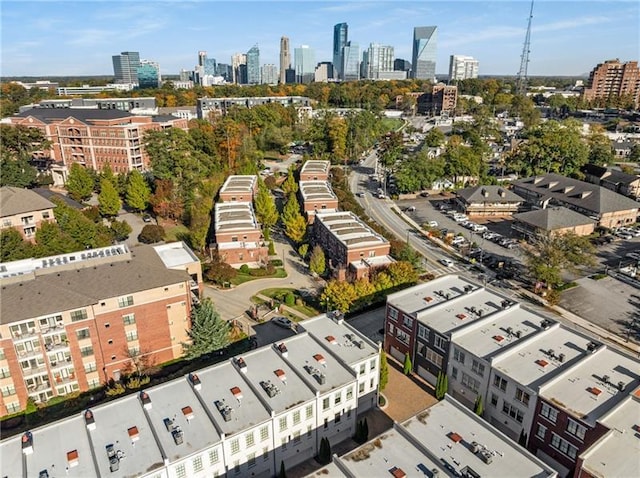 bird's eye view with a city view