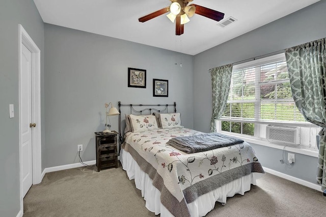 5581 River Valley Way, Flowery Branch, GA 30542 - bedroom featuring light carpet, baseboards, cooling unit, and a ceiling fan
