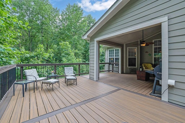 5581 River Valley Way, Flowery Branch, GA 30542 - deck featuring a ceiling fan