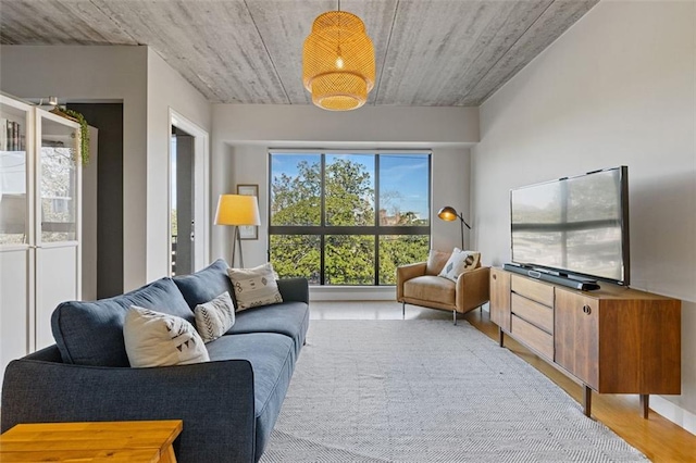 living room with light wood-type flooring