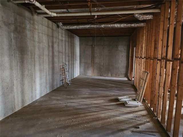 view of unfinished basement