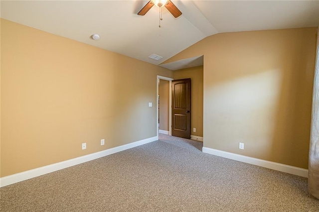 2235 Well Springs Dr, Buford, GA 30519 - carpeted empty room featuring vaulted ceiling, ceiling fan, baseboards, and a smoke detector
