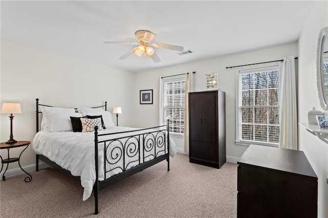 7105 Haw Crk, Gainesville, GA 30506 - carpeted bedroom featuring visible vents, a ceiling fan, and baseboards