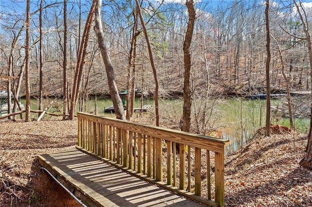 7105 Haw Crk, Gainesville, GA 30506 - wooden deck featuring a wooded view