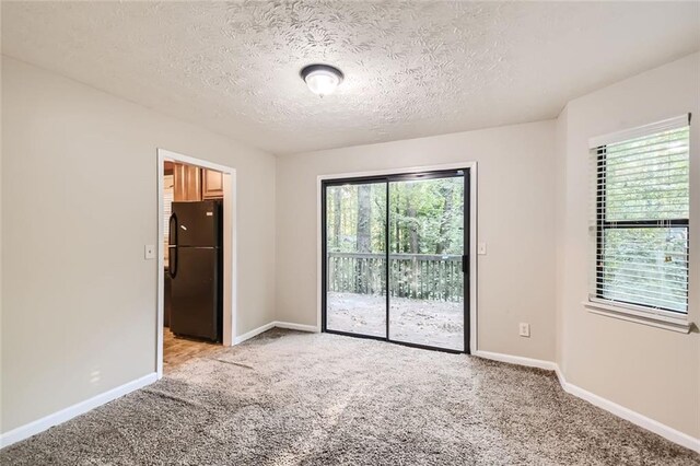 carpeted spare room featuring a textured ceiling