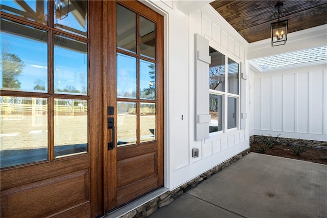 entrance to property with board and batten siding