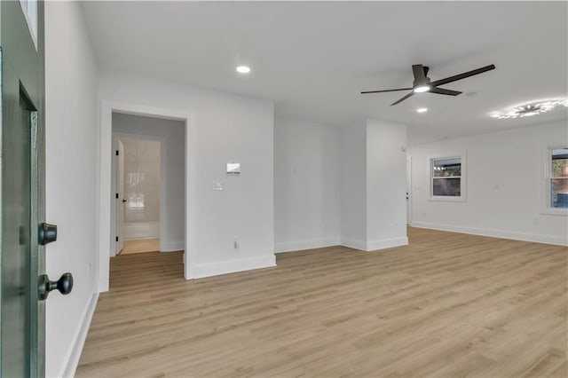 2358 Tilson Rd, Decatur, GA 30032 - empty room featuring a ceiling fan, light wood-style floors, and recessed lighting