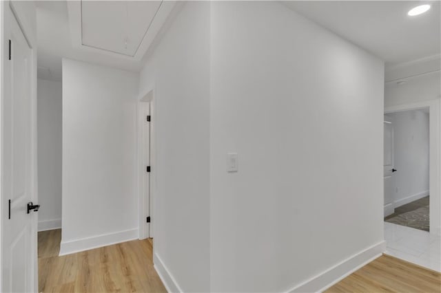2358 Tilson Rd, Decatur, GA 30032 - corridor with light wood-type flooring and attic access