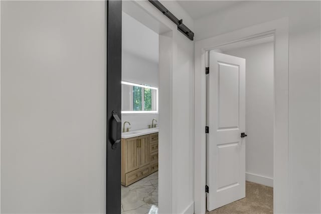 2358 Tilson Rd, Decatur, GA 30032 - hallway featuring a sink and light marble finish floors