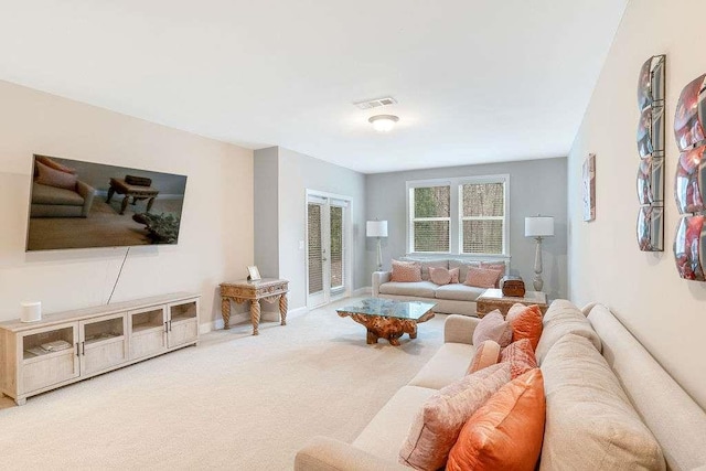 living room with carpet floors