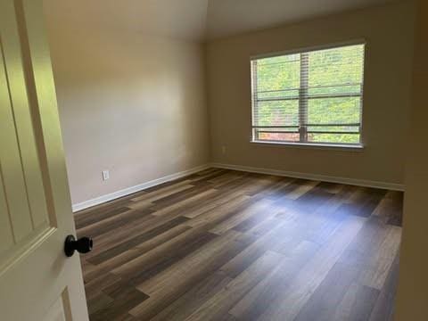 1307 Clarecastle Ln, Buford, GA 30519 - empty room with baseboards, dark wood finished floors, and lofted ceiling