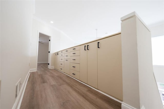 hallway with light wood-type flooring