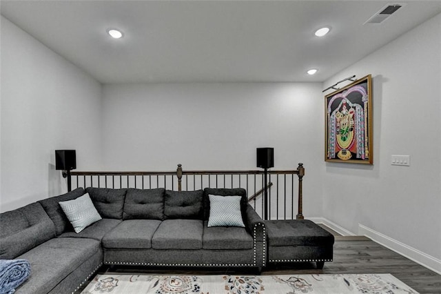 living room with wood-type flooring