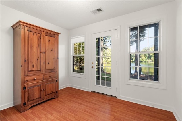 doorway to outside featuring light hardwood / wood-style flooring