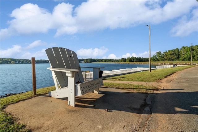 view of dock featuring a water view