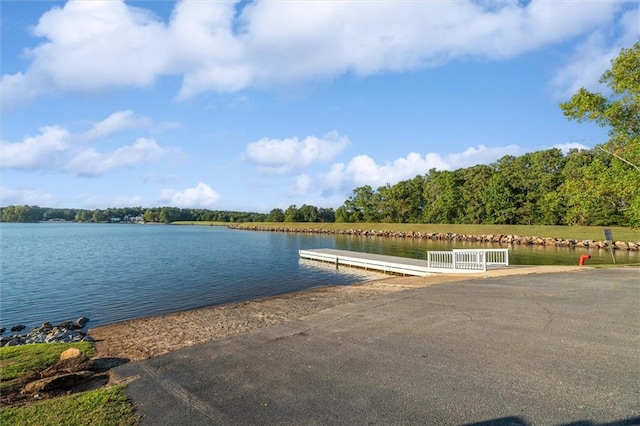 view of dock featuring a water view