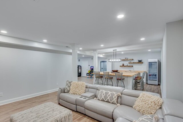 living room featuring light hardwood / wood-style flooring