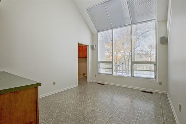 interior space featuring vaulted ceiling