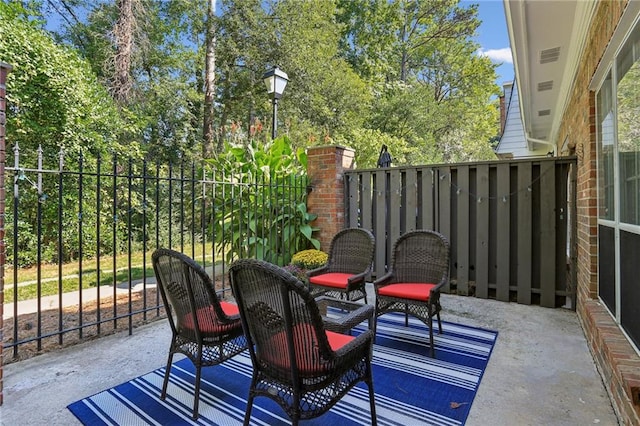 balcony with a patio area