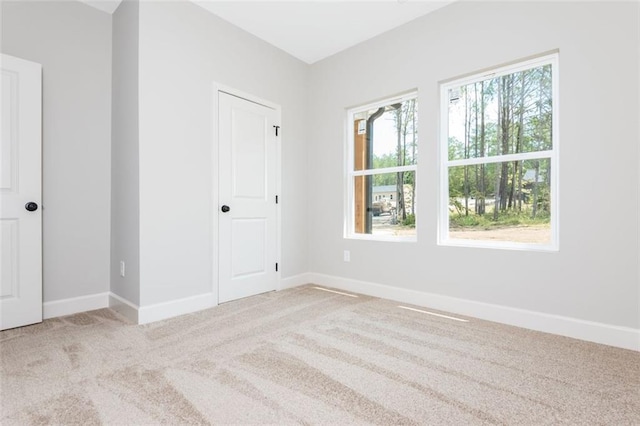 spare room with baseboards and carpet floors