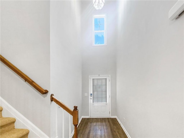 interior space with dark hardwood / wood-style flooring