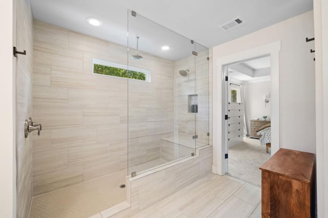 178 Crestbrook Way, Dallas, GA 30157 - ensuite bathroom with tiled shower, baseboards, and recessed lighting