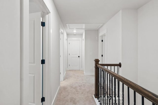 178 Crestbrook Way, Dallas, GA 30157 - corridor with attic access, an upstairs landing, carpet, baseboards, and recessed lighting