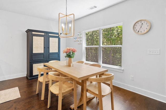 178 Crestbrook Way, Dallas, GA 30157 - dining room featuring a chandelier, baseboards, and dark wood finished floors