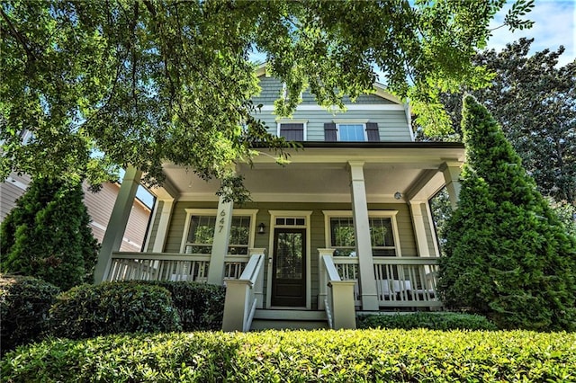 view of front facade featuring covered porch