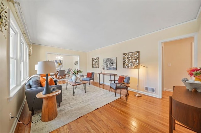 living room with light wood-type flooring