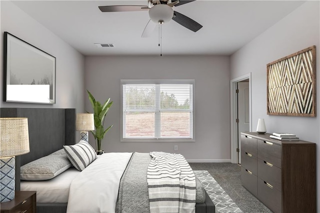 bedroom with carpet and ceiling fan