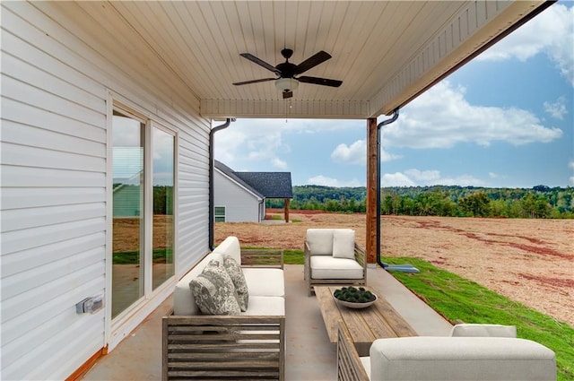 view of patio / terrace featuring outdoor lounge area and ceiling fan