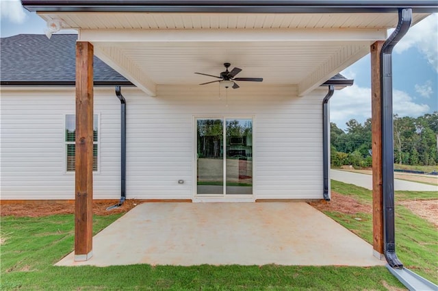 view of patio / terrace with ceiling fan