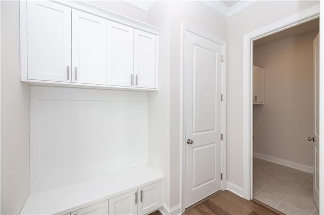 mudroom featuring dark hardwood / wood-style flooring