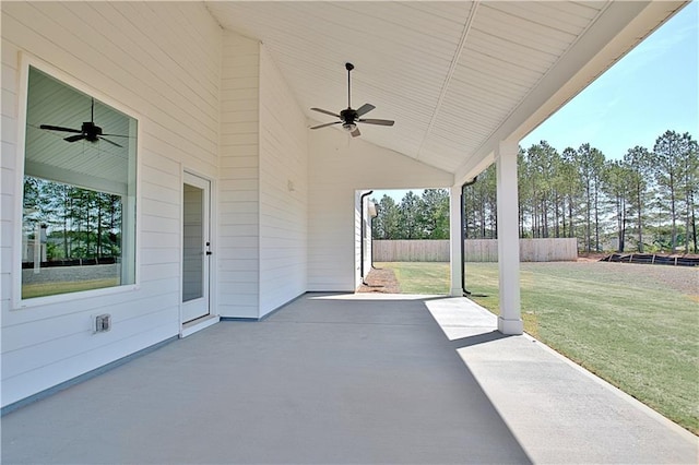 view of patio / terrace featuring ceiling fan