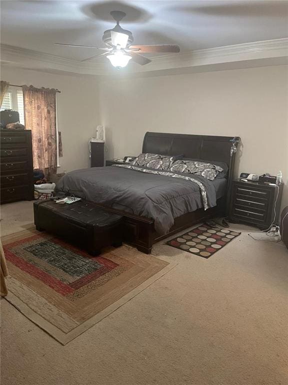 947 Simonton View Ln, Lawrenceville, GA 30045 - carpeted bedroom featuring crown molding and a ceiling fan
