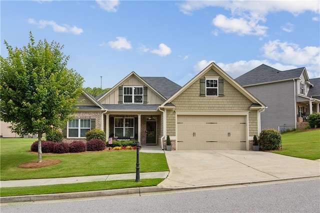 297 Cobblestone Trl, Dallas, GA 30132 - craftsman-style home featuring concrete driveway, a front lawn, a garage, and brick siding