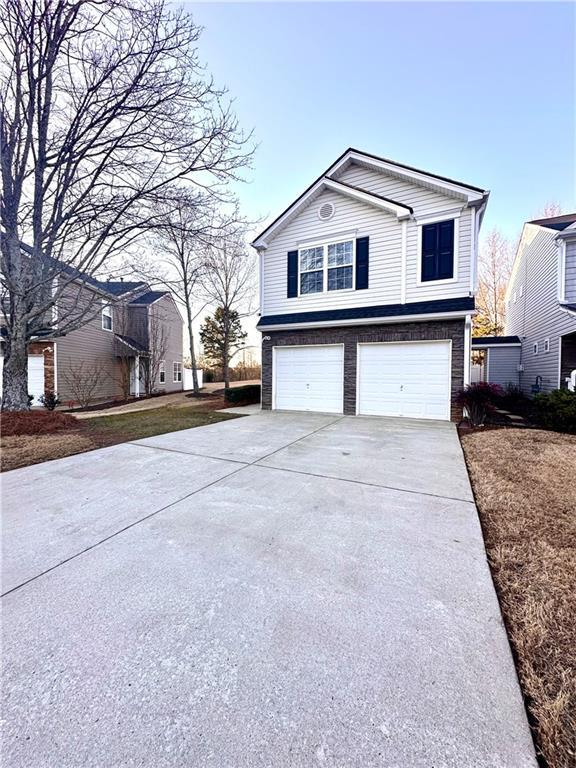 exterior space with a garage