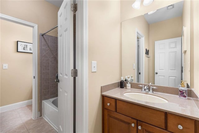 895 Ovalene Ln SW, Marietta, GA 30064 - full bathroom featuring shower / bathing tub combination, tile patterned flooring, baseboards, and vanity