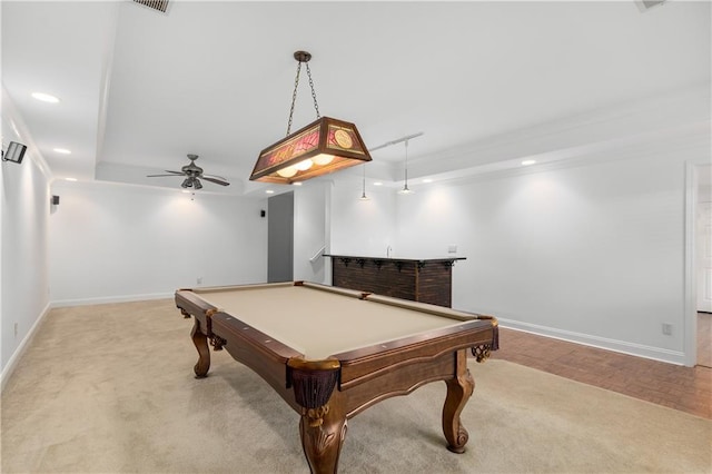 895 Ovalene Ln SW, Marietta, GA 30064 - rec room featuring indoor wet bar, baseboards, a raised ceiling, and recessed lighting