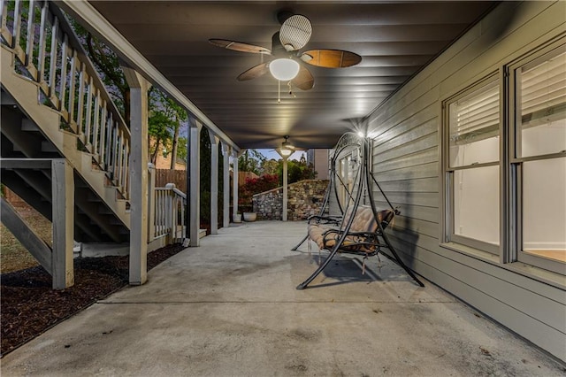 895 Ovalene Ln SW, Marietta, GA 30064 - view of patio / terrace featuring stairway and ceiling fan