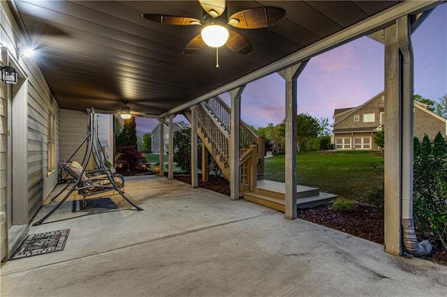 895 Ovalene Ln SW, Marietta, GA 30064 - view of patio / terrace featuring stairway and a ceiling fan