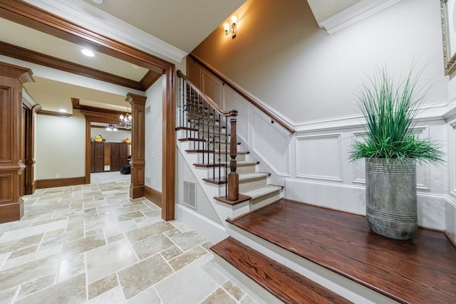 stairway with ornamental molding