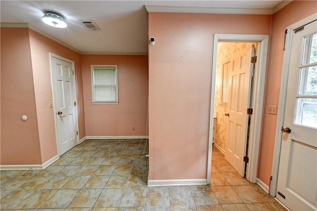 interior space with ornamental molding