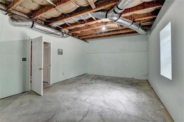view of unfinished basement