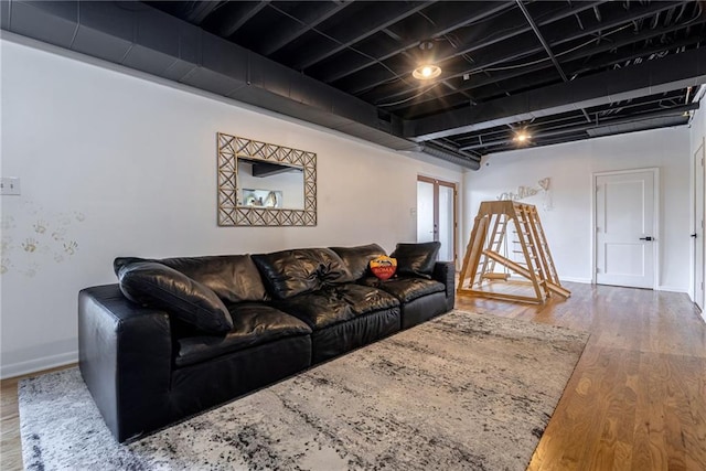 living room featuring wood-type flooring