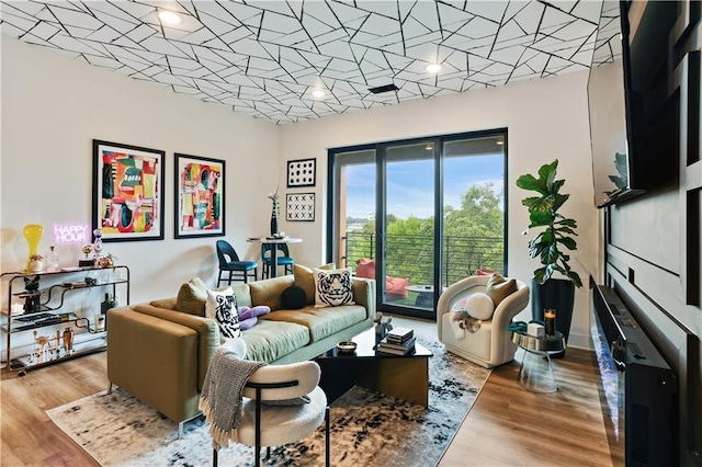 living room with hardwood / wood-style flooring