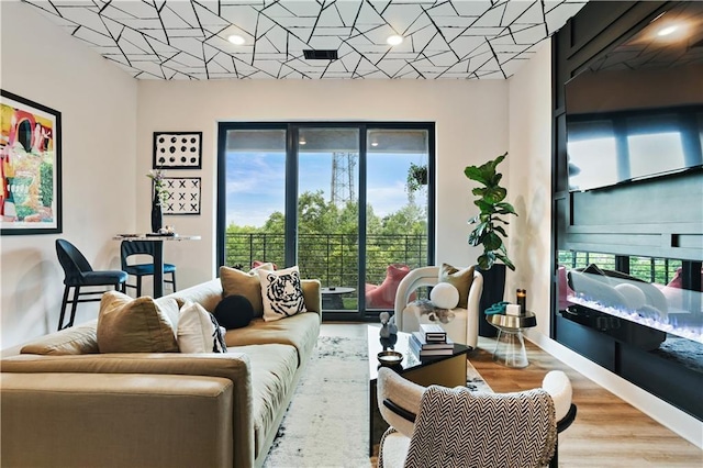 living room featuring light wood-type flooring