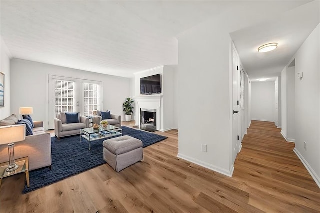 living room featuring light wood-type flooring