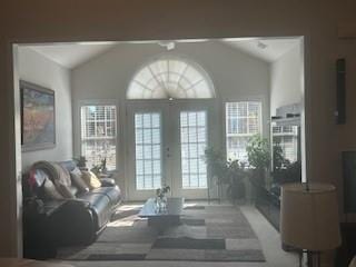 3311 Lindenridge Dr, Buford, GA 30519 - living area featuring lofted ceiling